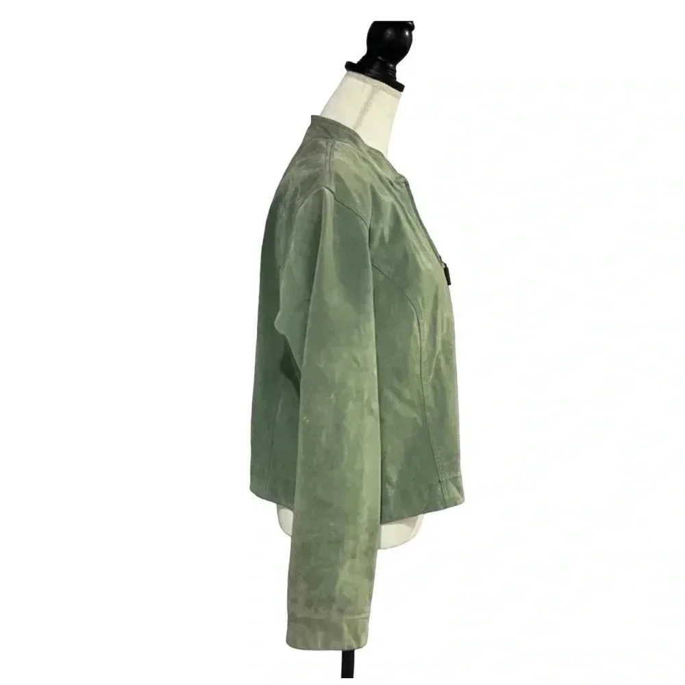 Chicos green suede size 2 (approx. US 12) GUC bomber jacket - Picture 3 of 15